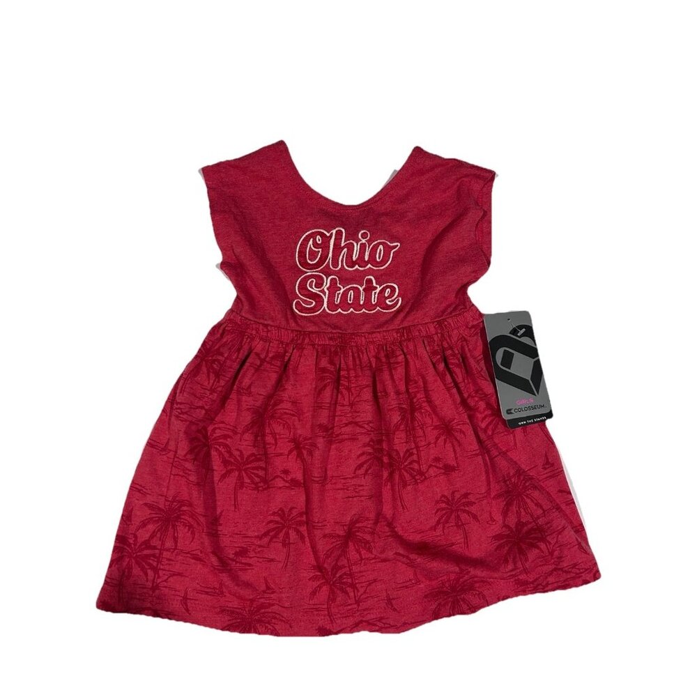 NEW OSU Ohio State Buckeyes Colosseum Red Palm Trees Dress Girls 3T